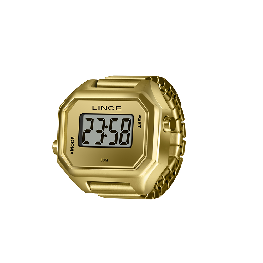 RELOGIO ANEL DIGITAL LDGM066L22A DOURADO - LINCE RELÓGIOS