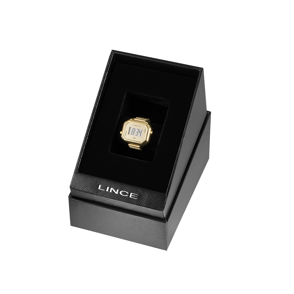 RELOGIO ANEL DIGITAL LDGM066L22A DOURADO - LINCE RELÓGIOS