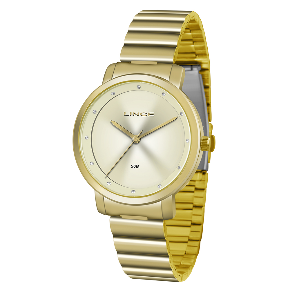 RELOGIO URBAN FEMININO ANALOGICO LRG4483L DOURADO - LINCE RELÓGIOS