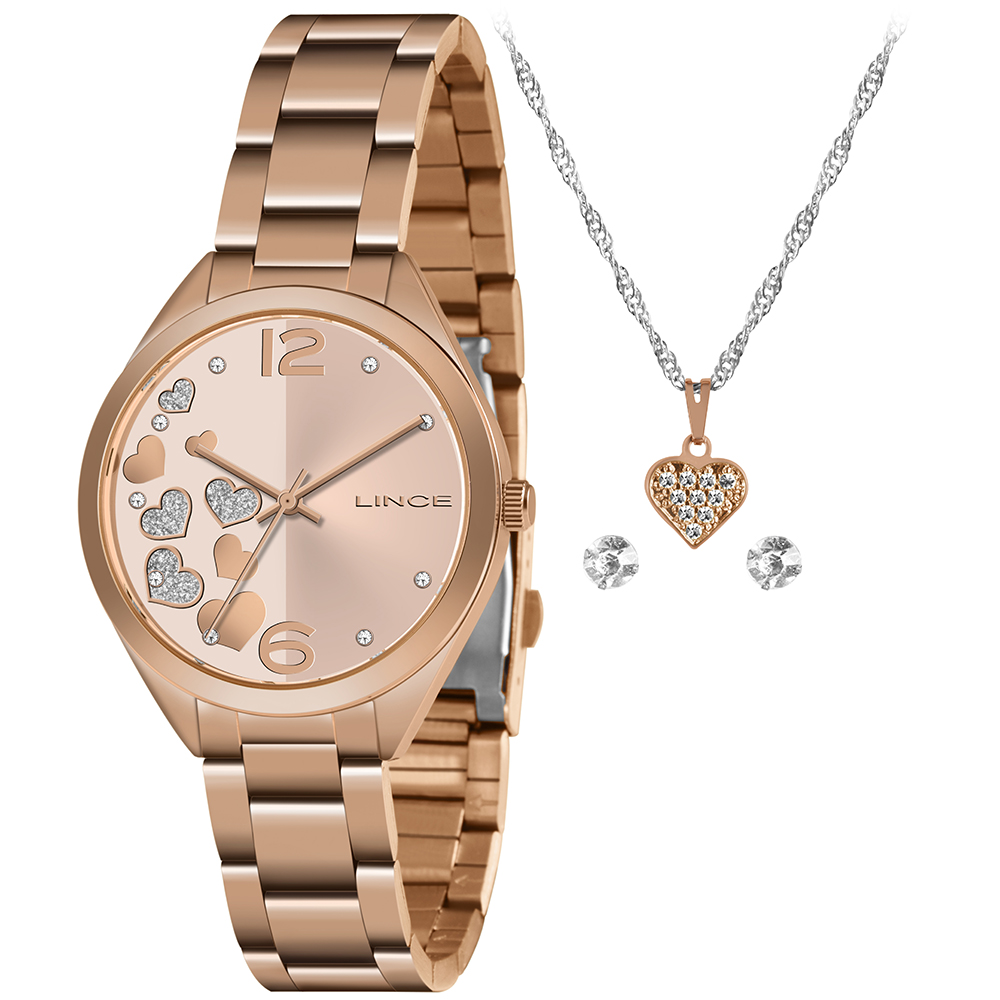 RELOGIO FUNNY FEMININO ANALOGICO LRR4710L ROSE GOLD - LINCE RELÓGIOS